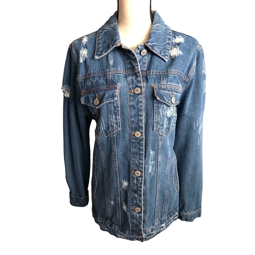 Iris Jean Jacket Mid Length Deconstructed Large C… - image 1